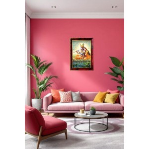 Raadhee Raadhaa Photo Frame For Wall & Table | 7x9 Inch Golden Cherry Finish | Decorative Radhee Radhaa Photo Frame For Home, Office & Pooja Room (F11425)