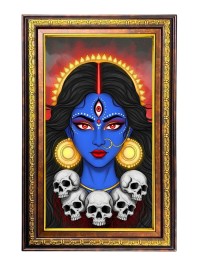 Maa Kali Digital Golden Balck Color Photo Frame | Hindu Religious Wall Decor | 10x16 Inches - Inspirational Wall Art For Office, Home Decor - Ideal Spiritual Gift (F16710)