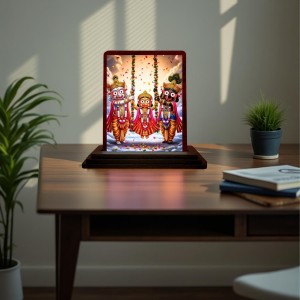 Car Desk/Table Top Lord Jagannath Wooden Photo Stand 3x4 Inches, Compact & Stylish Spiritual Display For Car, Home & Office (Pack Of 1) (F14497) Car Desk/Table Top Lord Jagannath Wooden Photo Stand 3x4 Inches, Compact & Stylish Spiritual Display For Car, Home & Office (Pack Of 1) (F14497)