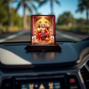 Car Desk/Table Top Lord Hanuman Wooden Photo Stand 3x4 Inches, Compact & Stylish Spiritual Display For Car, Home & Office (Pack Of 1) (F15186)