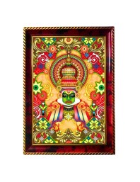 Kathakali Photo Frame For Wall & Table | 7x9 Inch Golden Cherry Finish | Decorative Kathakali Photo Frame For Home, Office & Pooja Room (F11341)