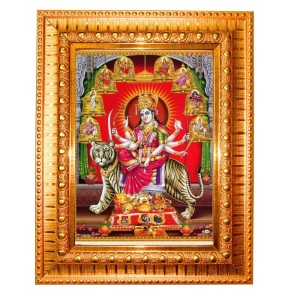 Goddess Durga Golden Designer Photo Frame | 16x20 Inch Religious Wall Hanging Frame For Home & Office Decoration | Hindu Deity Spiritual Gift Item Goddess Durga Golden Designer Photo Frame | 16x20 Inch Religious Wall Hanging Frame For Home & Office Decoration | Hindu Deity Spiritual Gift Item