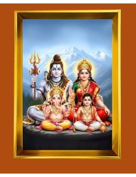 Lord Shiva,Ganesha And Kartikeya Golden Photo Frame - 16x20 Inches | Elegant Wooden Frame For Home, Office & Temple Decoration | Spiritual Wall & Table Decor And Gift Item (F9768)