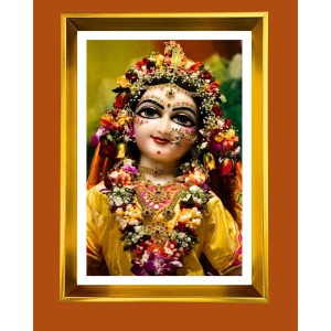 Divine Radha Rani Golden Photo Frame - 14x18 Inches | Elegant Wooden Frame For Home, Office & Temple Decoration | Spiritual Wall & Table Decor And Gift Item (F9837)