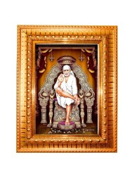 Lord Ganesha Golden Designer Photo Frame | 18x22 Inch Religious Wall Hanging Frame For Home, Office Decoration and Spiritual Gift Item (M5)