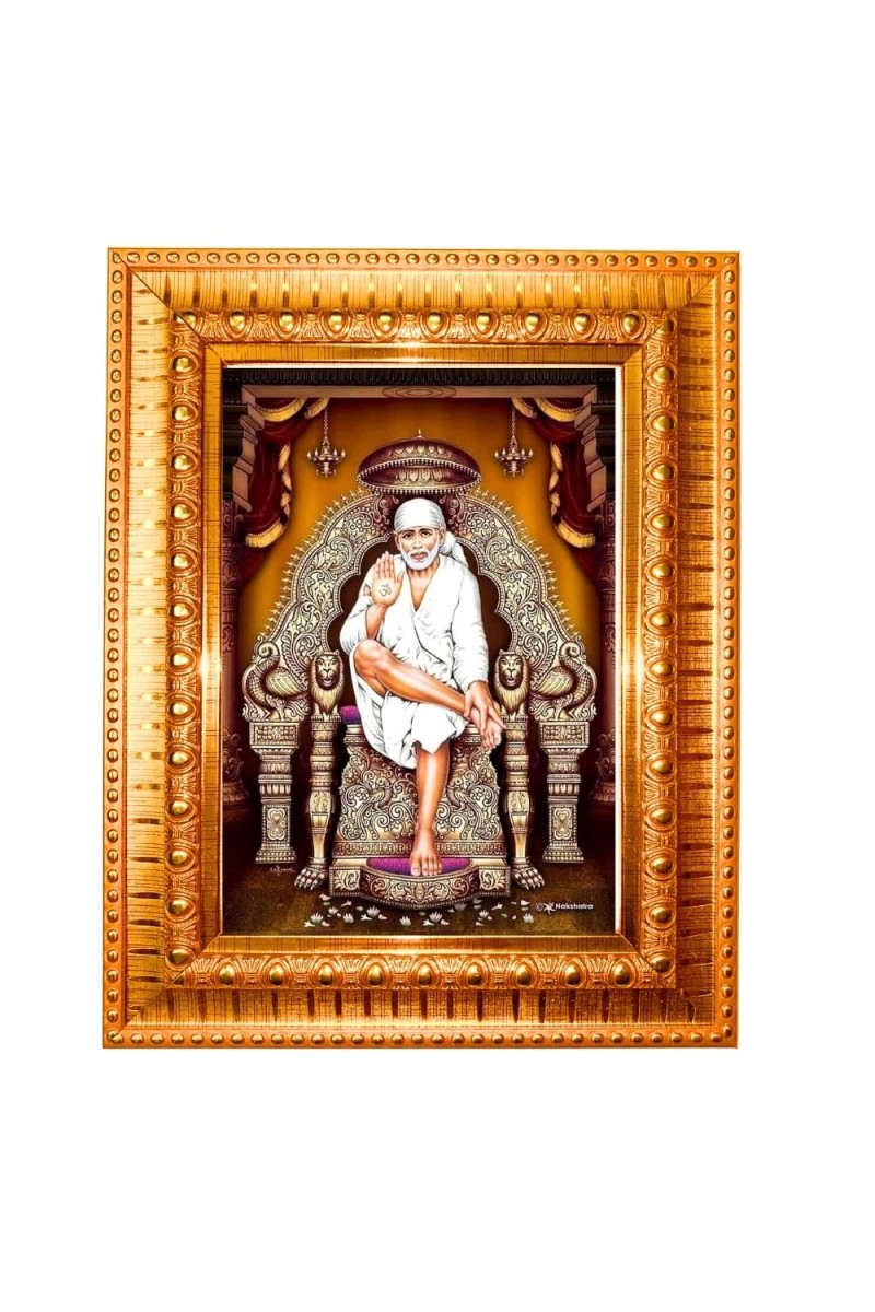 Lord Ganesha Golden Designer Photo Frame | 18x22 Inch Religious Wall Hanging Frame For Home, Office Decoration and Spiritual Gift Item (M5)