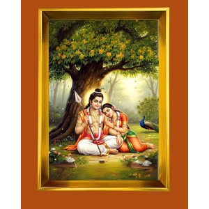 Lord Ram And Sita Golden Photo Frame - 14x18 Inches | Elegant Wooden Frame For Home, Office & Temple Decoration | Spiritual Wall & Table Decor And Gift Item (F9791) Lord Ram And Sita Golden Photo Frame - 14x18 Inches | Elegant Wooden Frame For Home, Office & Temple Decoration | Spiritual Wall & Table Decor And Gift Item (F9791)