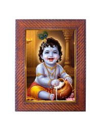 Lord Krishna Photo Frame Religious Wall & Table Decor Frame | Lord Krishna Spiritual Photo Frame For Home, Temple & Office | Decorative Hindu God & Goddess Frame (Pack Of 1) (F17981)