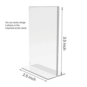 Sri Krishna and Sri Radha Acrylic T-Style Photo Stand, Compact and Stylish Spiritual Display, easily change 2 photos (Pack of 1)