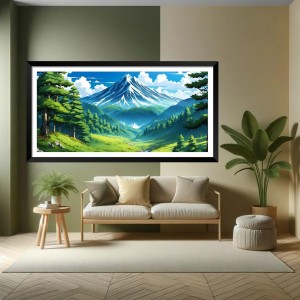 Nature Landscape Floating Frame Scenery Digital Print - (I5584) - 12x24 inch Modern Nature Wall Art for Living Room, Bedroom, Office, Hotels, Drawing Room
