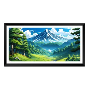 Nature Landscape Floating Frame Scenery Digital Print - (I5584) - 12x24 inch Modern Nature Wall Art for Living Room, Bedroom, Office, Hotels, Drawing Room