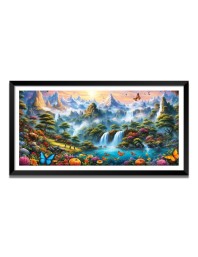 Nature Landscape Floating Frame Scenery Digital Print - (I5738) - 12x24 inch Modern Nature Wall Art for Living Room, Bedroom, Office, Hotels, Drawing Room