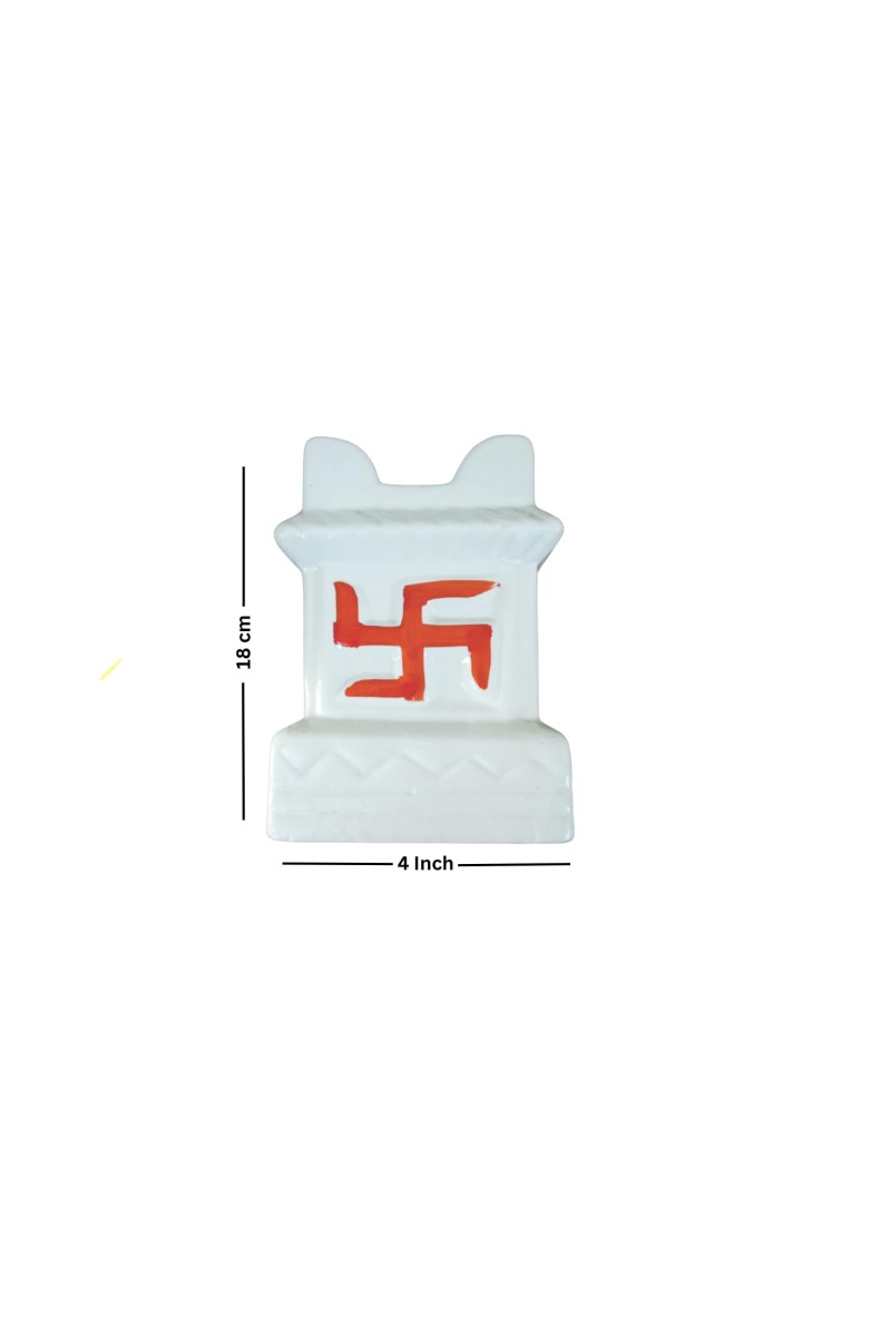 HI TECH Sales Tulsi Ceramic Mandir | Traditional Tulsi Plant Pot with Om & Swastik Symbols | Sacred Hindu Planter for Home & Temple Use(White)