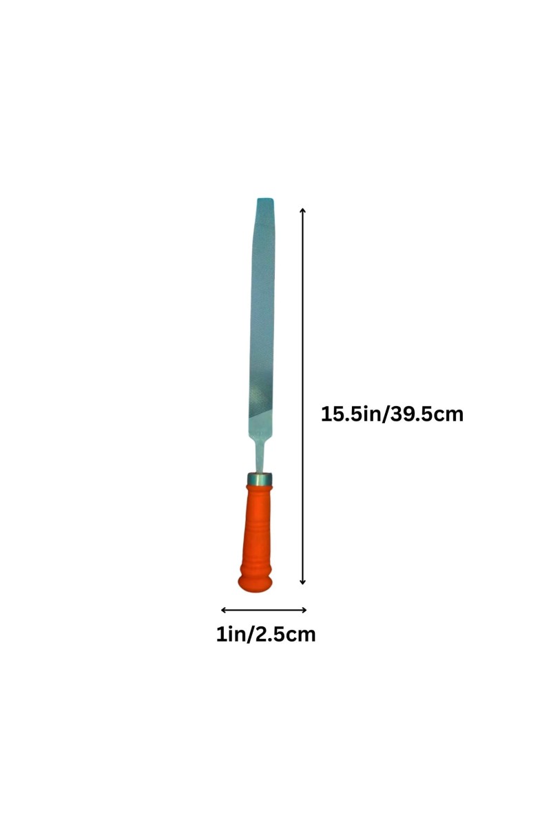 Flat Cut Hand File with Handle – High Carbon Steel Double Cut Metal File for Shaping, Smoothing & Deburring