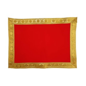 Velvet Pooja Cloth | Bhakti Lehar, Plain Altar Cloth for God Idols, Home Mandir, Temple and Pooja Ghar (16X12)