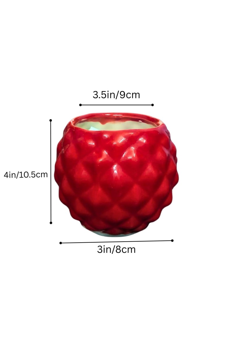 Ceramic Round Diamond Design Planter Pot – Decorative Flower Pot for Indoor Plants, Succulents Office & Home Décor (Only Pot)
