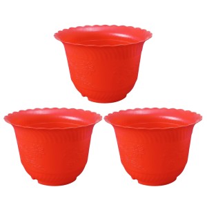 HiTechMart Medium Flower Pots (6''H x 9''W) – Stylish Planters with Drainage for Indoor & Outdoor Plants, Succulents, and Herbs (3)