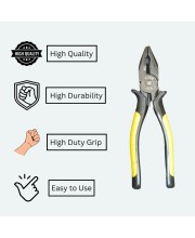 Hitech Sales 1Pc. 8'' 205 MM Sturdy Steel Combination Plier with Anti-Rust properties for gripping, holding and cutting wires, YELLOW & BLACK (BLK 786) Hitech Sales 1Pc. 8'' 205 MM Sturdy Steel Combination Plier with Anti-Rust properties for gripping, holding and cutting wires, YELLOW & BLACK (BLK 786)