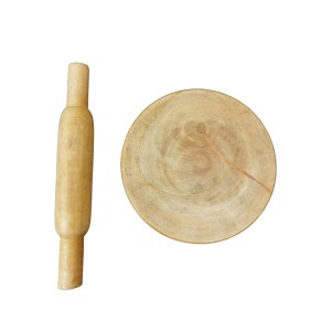 Traditional Indian Kitchen Toy| Mini Wooden Chakla Belan Toy Set – Rolling Board and Pin for Kids Pretend Play | 11.5 cm Board & 16.5 cm Rolling Pin