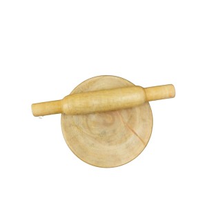 Traditional Indian Kitchen Toy| Mini Wooden Chakla Belan Toy Set – Rolling Board and Pin for Kids Pretend Play | 11.5 cm Board & 16.5 cm Rolling Pin