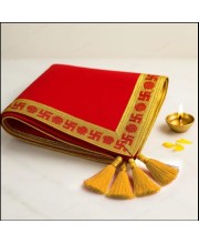 Traditional Red Puja Cloth with Golden Border & Swastik Design | Temple Aasan for Pooja & Festivals Pack of 2 Traditional Red Puja Cloth with Golden Border & Swastik Design | Temple Aasan for Pooja & Festivals Pack of 2