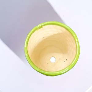 Green Ceramic Plant Pot for Indoor Plants | Decorative Textured Flower Planter for Home, Office & Tabletop Decor (only Pot)