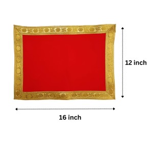 Velvet Pooja Cloth | Bhakti Lehar, Plain Altar Cloth for God Idols, Home Mandir, Temple and Pooja Ghar (16X12)