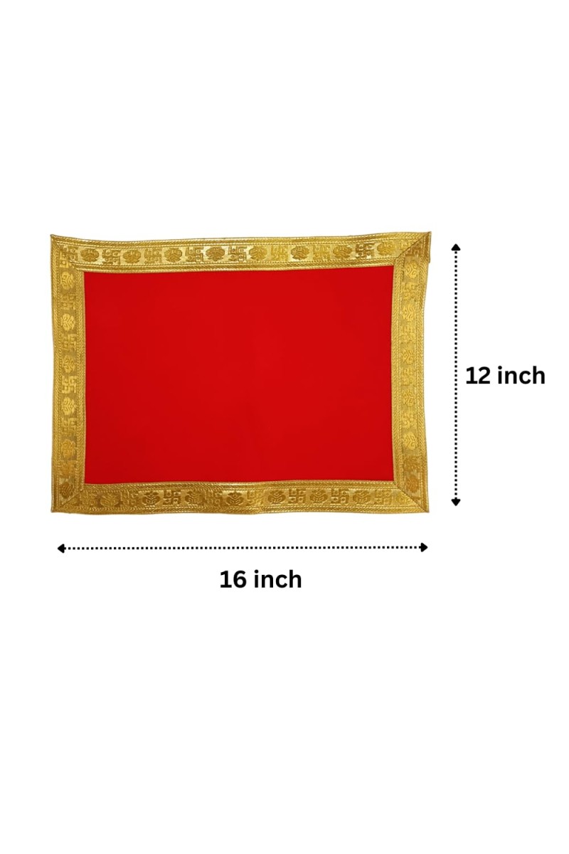 Velvet Pooja Cloth | Bhakti Lehar, Plain Altar Cloth for God Idols, Home Mandir, Temple and Pooja Ghar (16X12)