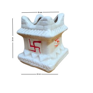 Hi Tech Sales Ceramic Tulsi Mandir | Traditional Planter Pot with Om & Swastik Symbols | Sacred Hindu Tulsi Planter for Home & Temple Use (White)