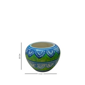 HI TECH Sales Hand-Painted Ceramic Flower Pot Decorative Tabletop Planter for Home & Office | Ethnic Pot Design | Ready-to-Display Indoor Plant Decor