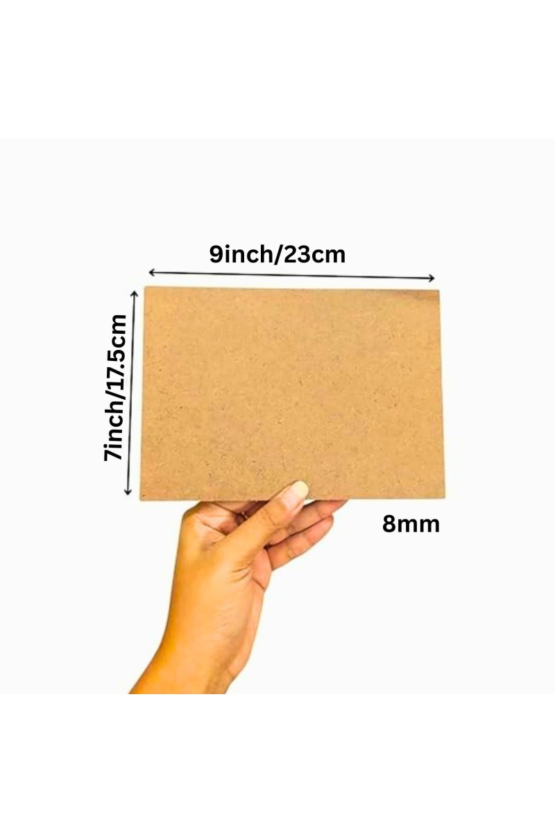8mm MDF Boards for DIY Arts & Crafts (Pack of 4) | Premium Wood MDF Sheets for Painting, Resin Art, Fluid Art, Pyrography & Lamination | Smooth Surface Craft Boards. (7x9 inch)