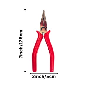 Long Nose Pliers – Precision Needle Nose Plier with Red Grip for DIY, Craft, Electrical & Repair Work