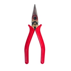 Long Nose Pliers – Precision Needle Nose Plier with Red Grip for DIY, Craft, Electrical & Repair Work
