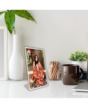 Car Desk/Table Top Anandamayi Ma Acrylic L-Style Photo Stand - 2.5x3.5 Inches, Compact And Stylish Spiritual Display (F6716)