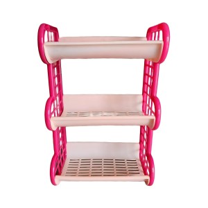 3-Tier Plastic Storage Rack Shelf for Kitchen, Bathroom, or Office | Multipurpose Organizer | Durable & Lightweight | Pink & Beige