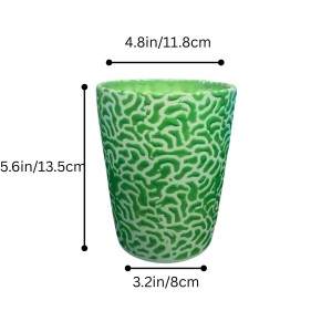The Decor Green and White Hand-Painted Ceramic Planter – Modern Textured Flower Pot for Indoor Plants Succulents & Home Decor. (only Pot)