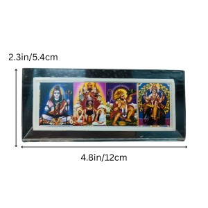 Acrylic Table Photo Stand with Mahadev, Dakhineswar maa kaali, Hanuman ji, Vishwakarma Hindu God Images | Transparent Desk Photo Frame for Home Temple, Office & Car Dashboard | Decorative Religious Tabletop Display Stand