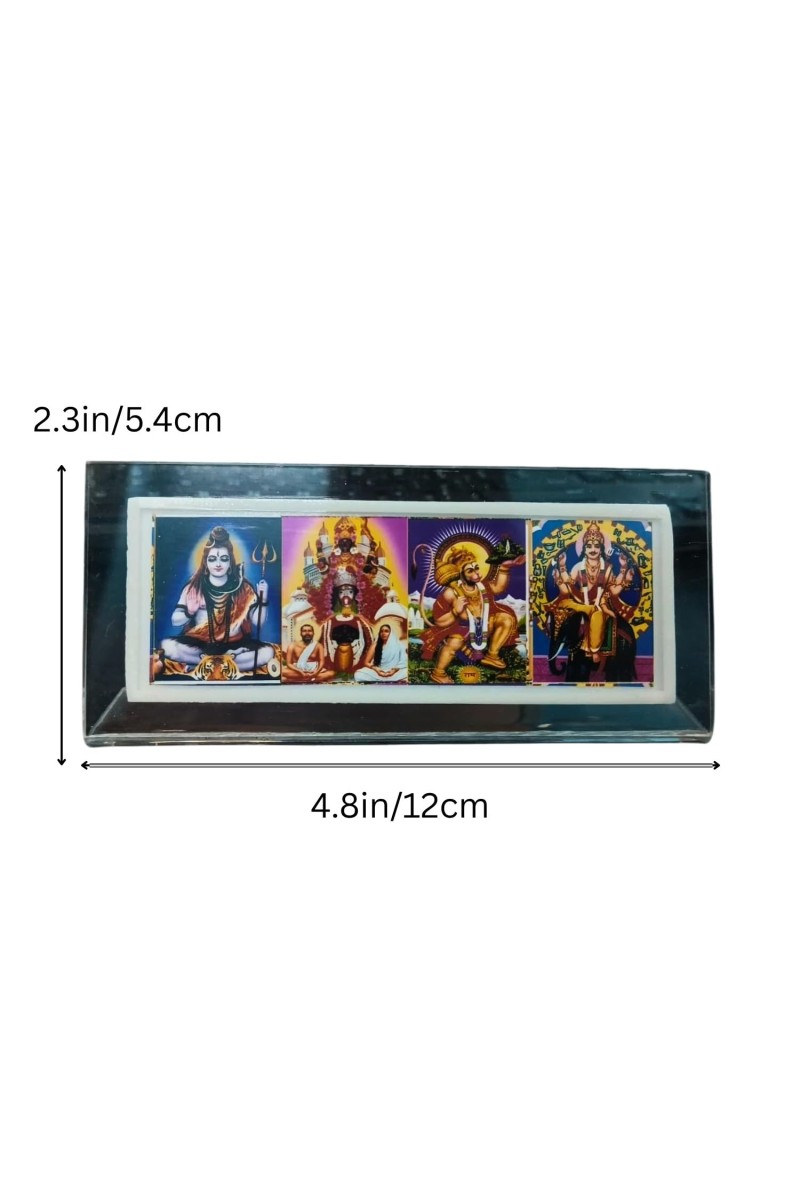 Acrylic Table Photo Stand with Mahadev, Dakhineswar maa kaali, Hanuman ji, Vishwakarma Hindu God Images | Transparent Desk Photo Frame for Home Temple, Office & Car Dashboard | Decorative Religious Tabletop Display Stand