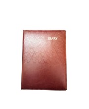 Leather Cover Hardbound Diary | New Year Daily Planner with Monthly Calendar | Office notebook Study & Personal Organizer Embossed Design | Daily Writing Journal (Brown)