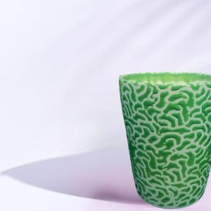 The Decor Green and White Hand-Painted Ceramic Planter – Modern Textured Flower Pot for Indoor Plants Succulents & Home Decor. (only Pot)