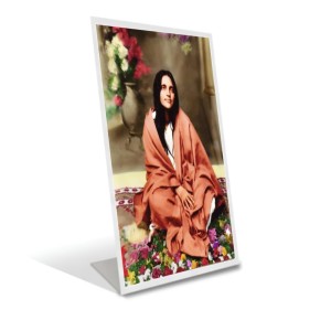 Car Desk/Table Top Anandamayi Ma Acrylic L-Style Photo Stand - 2.5x3.5 Inches, Compact And Stylish Spiritual Display (F6716)