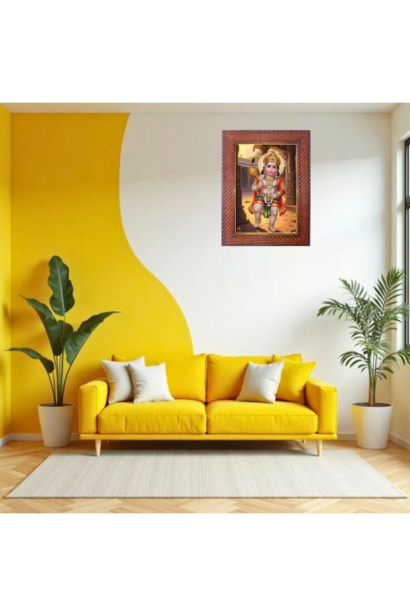 Lord Hanuman Photo Frame 13X17 Inch Religious Wall & Table Decor Frame | Lord Hanuman Spiritual Photo Frame For Home, Temple & Office | Decorative Hindu God & Goddess Frame (Pack Of 1) (F18091)