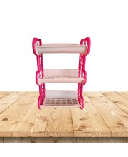 3-Tier Plastic Storage Rack Shelf for Kitchen, Bathroom, or Office | Multipurpose Organizer | Durable & Lightweight | Pink & Beige