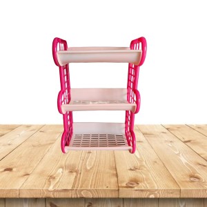 3-Tier Plastic Storage Rack Shelf for Kitchen, Bathroom, or Office | Multipurpose Organizer | Durable & Lightweight | Pink & Beige