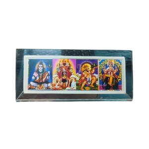 Acrylic Table Photo Stand with Mahadev, Dakhineswar maa kaali, Hanuman ji, Vishwakarma Hindu God Images | Transparent Desk Photo Frame for Home Temple, Office & Car Dashboard | Decorative Religious Tabletop Display Stand