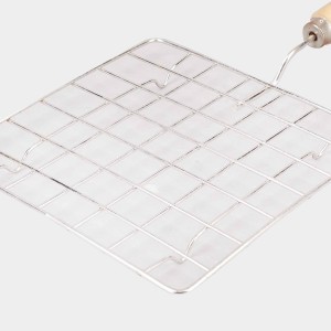 Stainless Steel Wire Roaster with Wooden Handle, 1 9CM*19CM (Pack of 1)