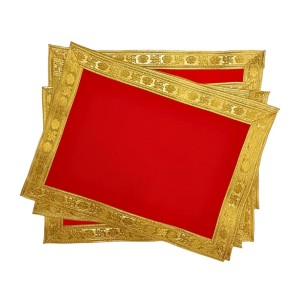 Velvet Pooja Cloth | Bhakti Lehar, Plain Altar Cloth for God Idols, Home Mandir, Temple and Pooja Ghar (16X12)