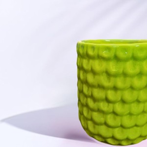 Green Ceramic Plant Pot for Indoor Plants | Decorative Textured Flower Planter for Home, Office & Tabletop Decor (only Pot)