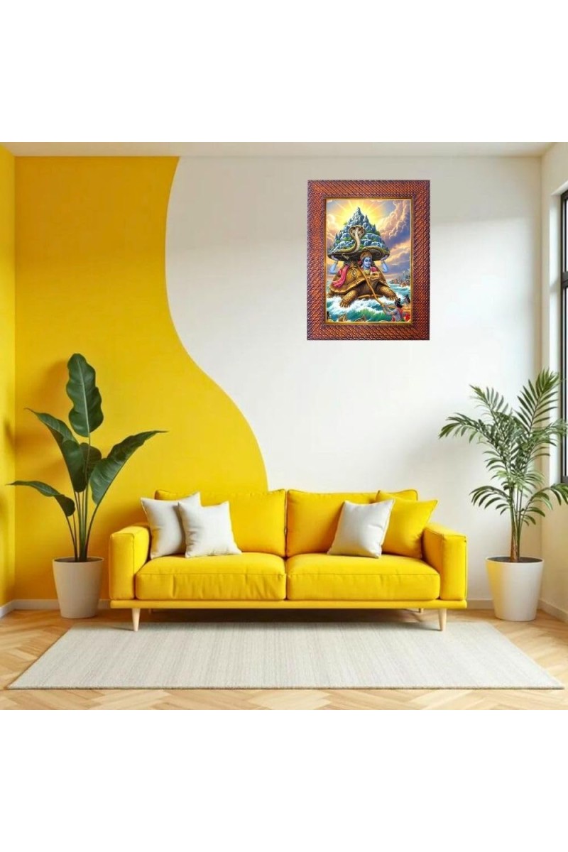 Lord Krishna Photo Frame 19X23 Inch Religious Wall & Table Decor Frame | Lord Krishna Spiritual Photo Frame For Home, Temple & Office | Decorative Hindu God & Goddess Frame (Pack Of 1) (F18158)