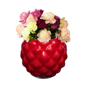 Ceramic Round Diamond Design Planter Pot – Decorative Flower Pot for Indoor Plants, Succulents Office & Home Décor (Only Pot)